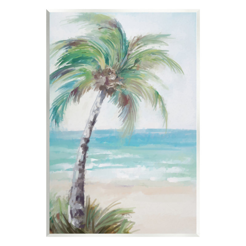 «Bb-373-Wood Soft Palm Tree On Beach On Canvas» par Ziwei Li, peinture, H 19 po x l 13 po x P 0,5 po