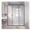 48 po x 72 po, porte de douche coulissante à cadre central à 4 panneaux, verre trempé 1/4 po, noir