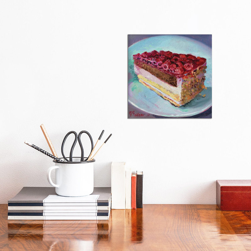 Slice Of Raspberry Pie by Katharina Valeeva - Wrapped Canvas Painting, 30.48 cm H x 30.48 cm W