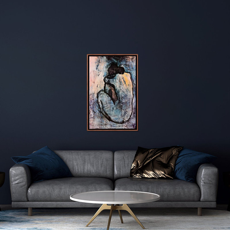 « blue nu » par pablo picasso-impression, H 40 po x l 26 po x P 1,5 po, Toile avec cadre en bois classique