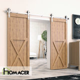 Brushed Nickel Classic Design Non-Bypass Single Track Two Door Hardware Kit