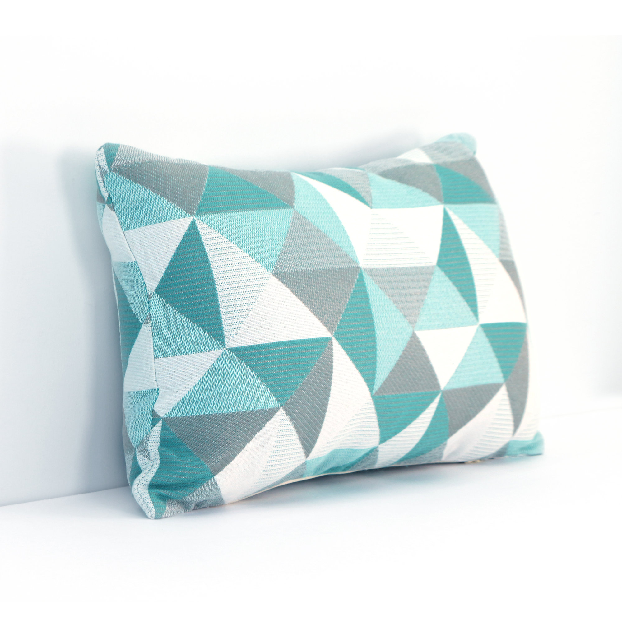 Pacifica Geometric Fabric Indoor/Outdoor Lumbar Throw Pillow, Lakeside