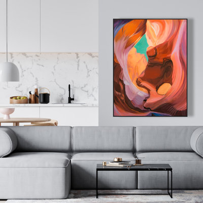 Inside View of Antelope Canyon - Blue Livingroom Canvas Art