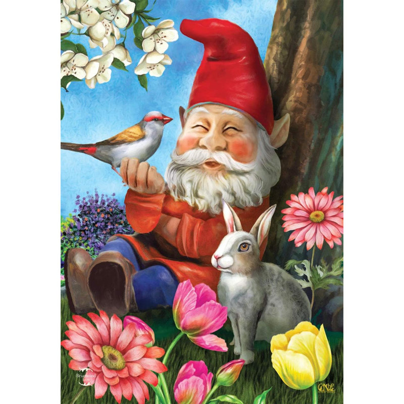 Nain de jardin fleuri