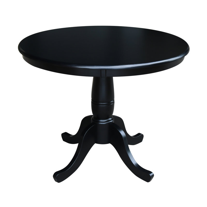 Table de salle à manger à piédestal en bois massif, H 30 po x L 36 po x l 36 po, Noir