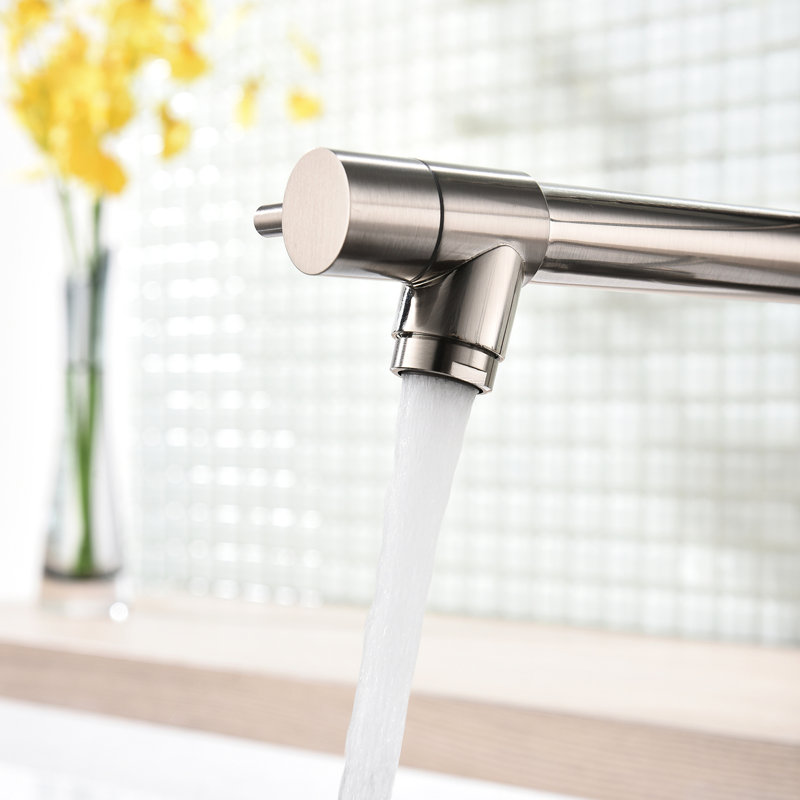 Pull Down Kitchen Faucet, Brushed Nickel, 360-Degree Swivel, Convenient Access Single Handle Faucet In Rotation,