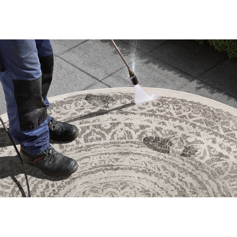 Rosica Flatweave Grey Rug, Round 140 cm