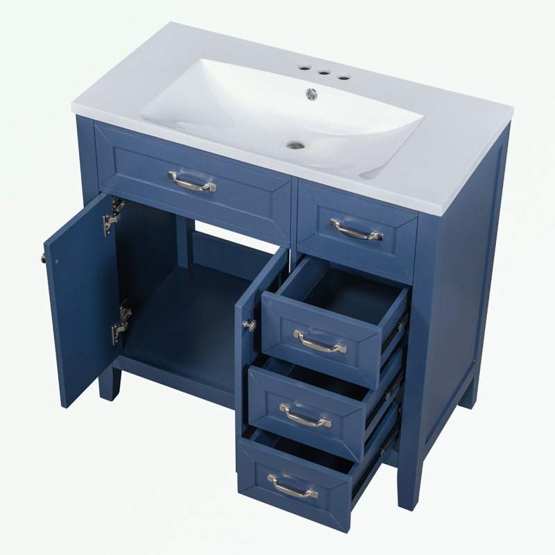 Rangement pour salle de bain Berdyne, Argent, Bleu