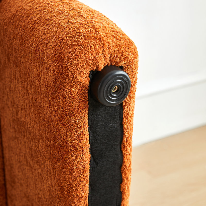 Canapé en velours 59 po, causeuse avec coussin de soutien, Orange