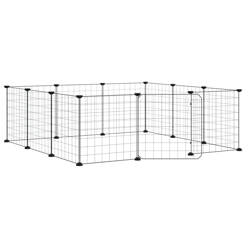 Cage pour animaux vidaXL extensible en acier thermolaqué noir, 13,78 po x 41,34 po x 41,34 po