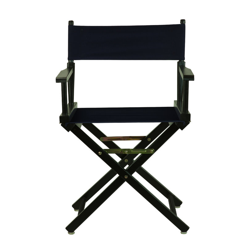 18" Folding Director Chair, Navy Blue, Black