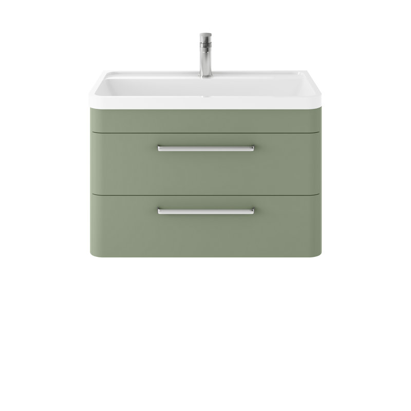 Solar 800mm Single Bathroom Vanity with Integrated Vitreous China Basin, Fern Green