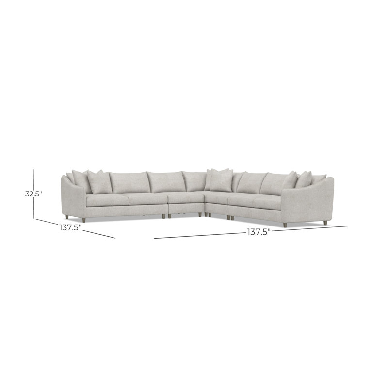 Bernhardt Joli 5-Piece Fabric Sectional, Gray Polyester, Greige