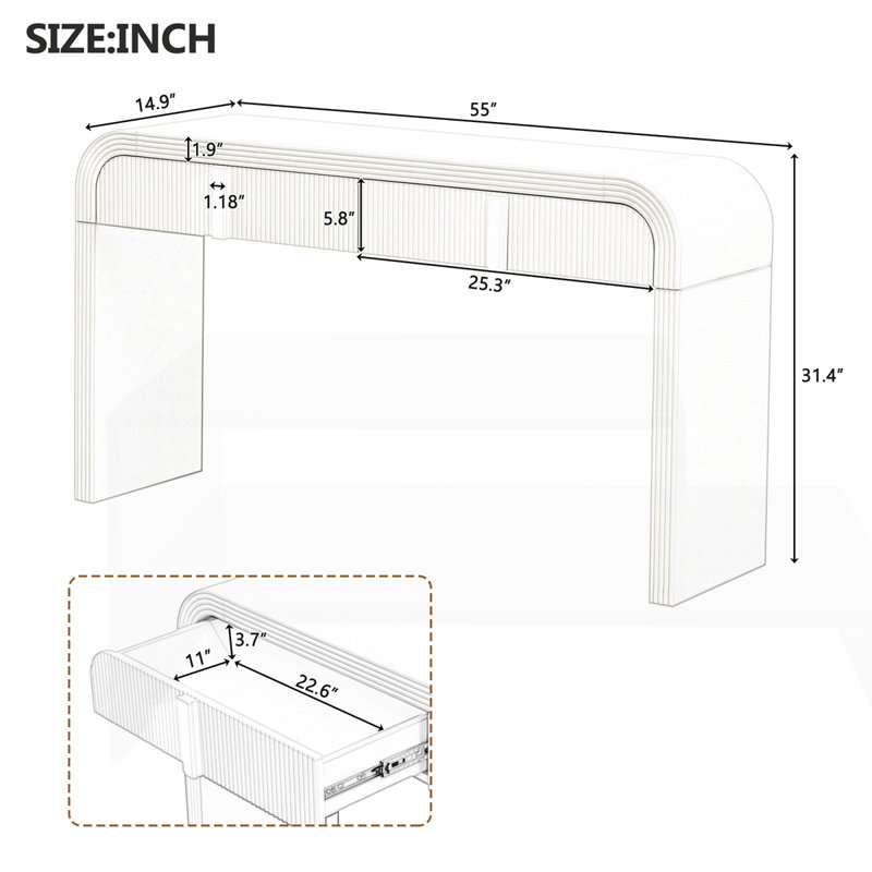 Modern Smooth Surface Console Table, Cream