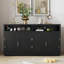 Buffet Veton 60 po à 4 portes avec rangement ouvert et tablettes réglables, console avec armoire-717736320