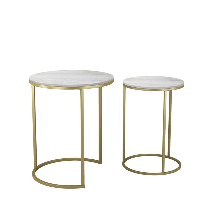 Shalyssa Solid Wood Coffee Table, White Ash, Gold