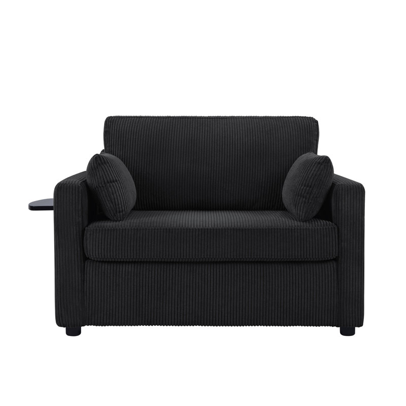 Chaise d'appoint rembourrée, Velours côtelé noir