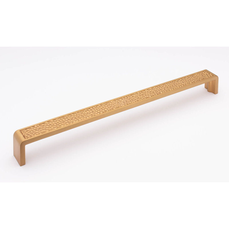 Hammered 12" Center to Center Bar Pull, Satin Brass