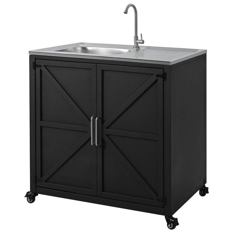Outdoor Modular Kitchen Sink Station With Storage Cabinet