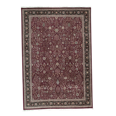 Hand-Knotted High-Quality Wine and Navy Area Rug