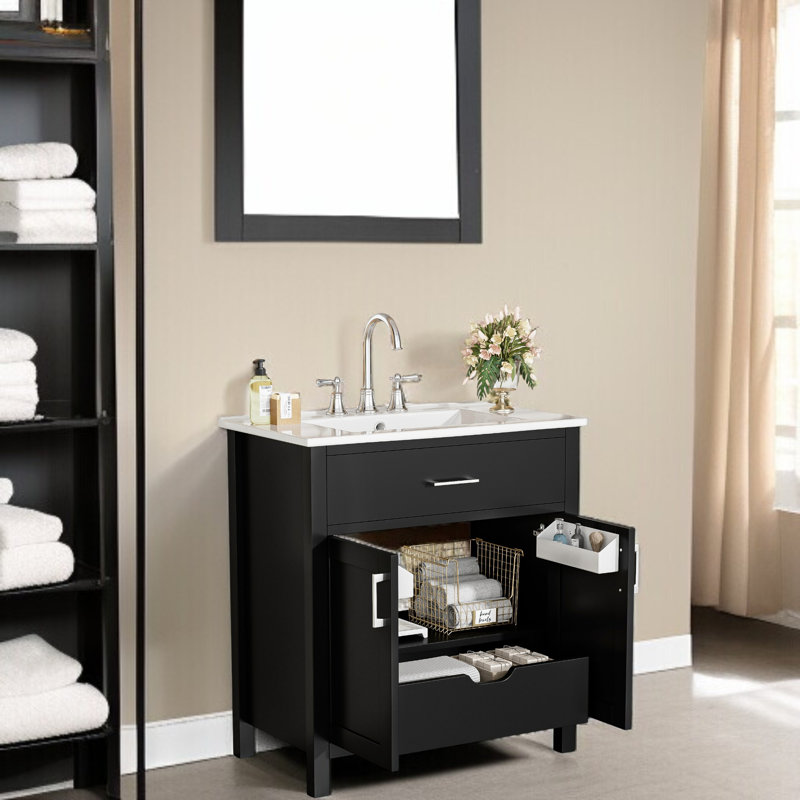 Meuble-lavabo de 30 po avec lavabo et rangement spacieux, conception peu encombrante pour les petites salles de bain