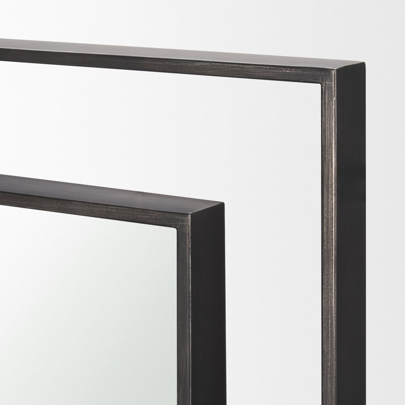 Miyashiro Rectangular Dual Metal Frame Gunmetal Mirror