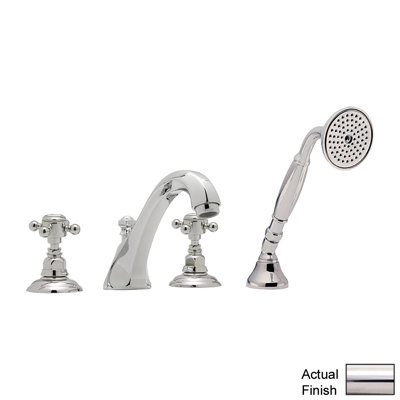 Robinet de baignoire romaine à fixation sur plateau à poignées doubles avec douche à main Country