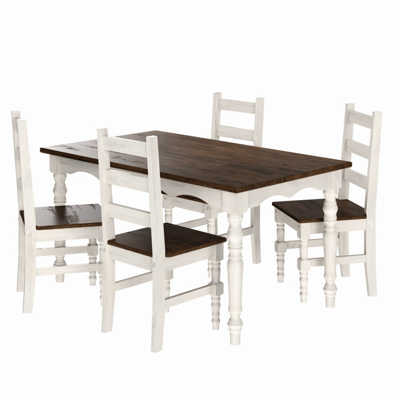 Dhven 4 - Person Pine Solid Wood Dining Set, White