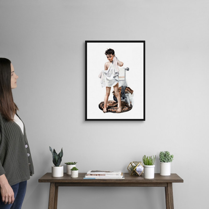 C-L-E-A-N, art mural sur toile, H 26 po x l 20 po x P 1,75 po, Cadre flottant noir