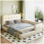 Lit plateforme tapissier moderne avec 2 lampes de lecture-955029152