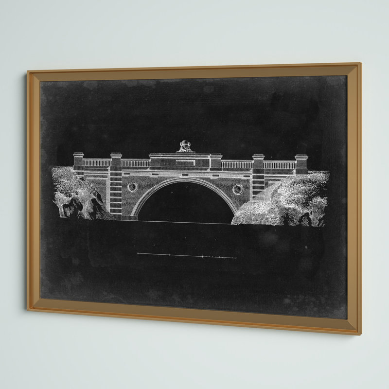 «Bridge Schématique II», impression sur toile encadrée, Doré, H 30,5 po x l 42,5 po x P 1,5 po