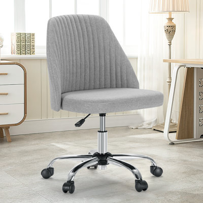 Mercier Upholstered Armless Task Chair, Home Adjustable Swivel Makeup Chair