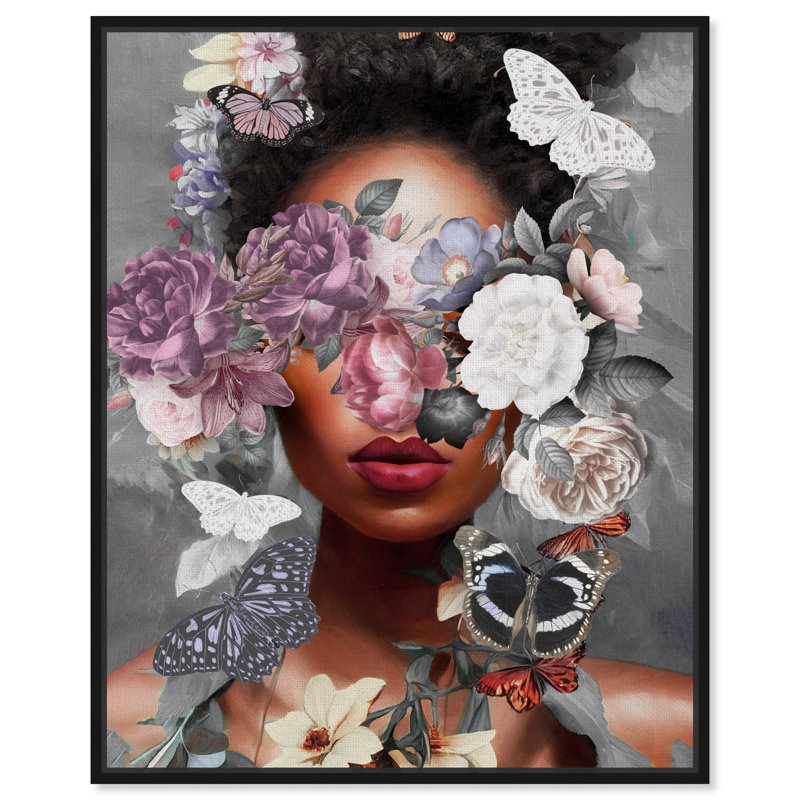 «Butterfly Explosion», impression sur toile, Toile avec cadre flottant, H 25 po x l 21 po, Noir