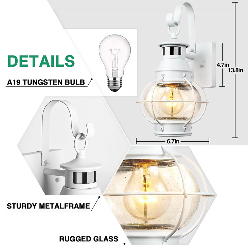 Outdoor Light, House Exterior Front Porch Light, Dusk to Dawn Motion Sensor Light, Waterproof and Rust-Resistant Wall Mounted Lantern (No Bulb)
