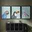 Oiseau exotique sur bleu I - Toile tendue avec châssis sur mesure - 3 pièces-558420398-558420432