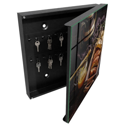 Key box, Opens to the right, 30x30x5, White, Rustic bread and honey full of warmth, 