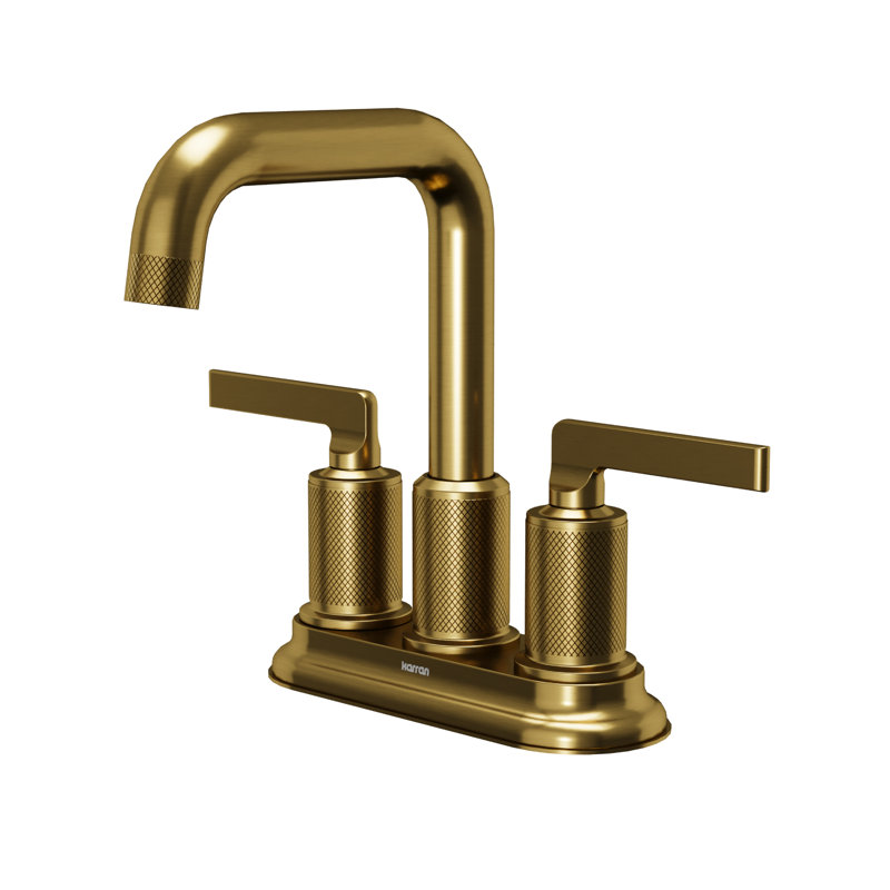 Karran 2-Handle 4-Inch Centerset Bathroom Faucet with Matching Pop-up Drain, Gold