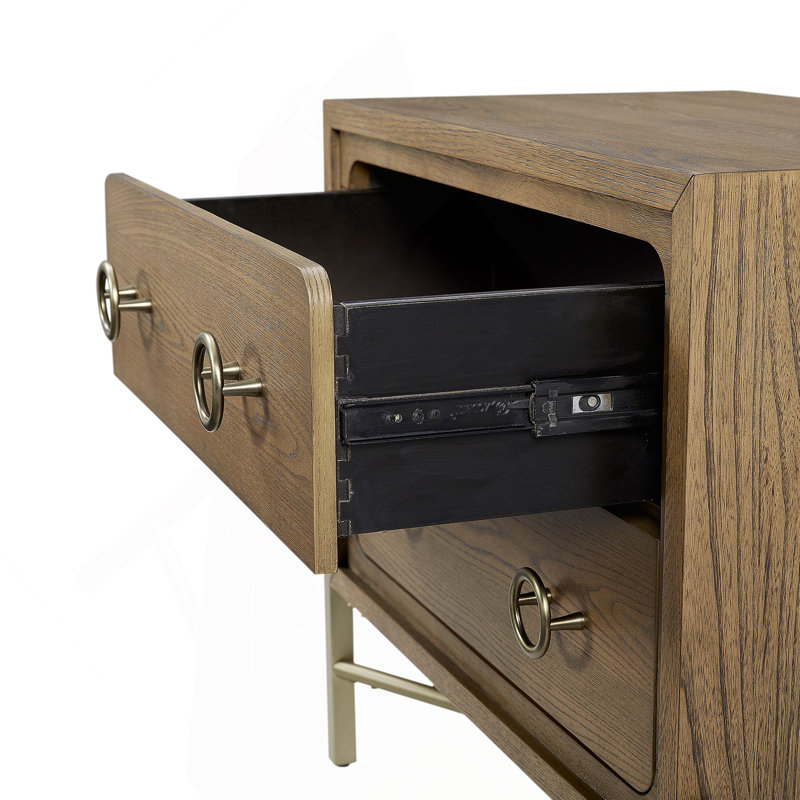 Kirk 2 Drawer Nightstand with USB & Metal Base