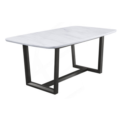 Table de salle à manger avec plateau en faux marbre Madan