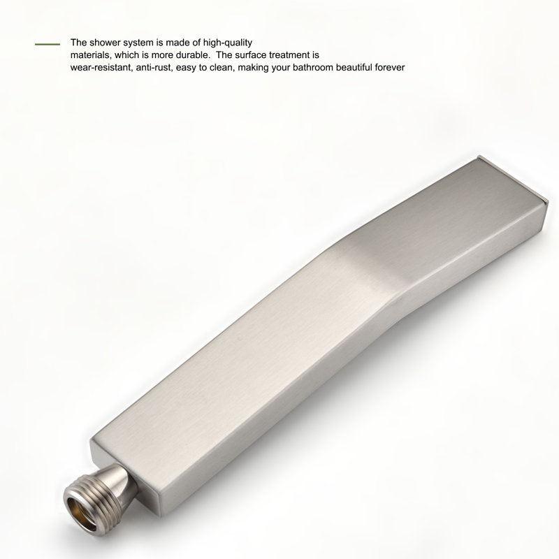 Pomme de douche pour salle de bain avec valve brute, Nickel brossé