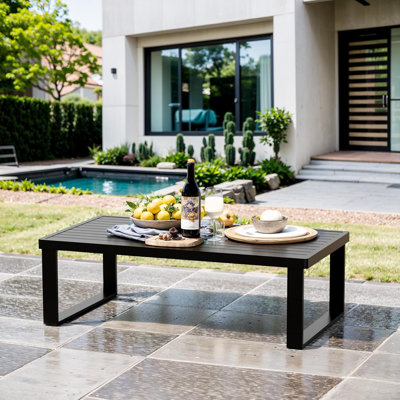 Aluminum Outdoor Coffee Table - Rectangle Patio Tables for Deck, and Poolside