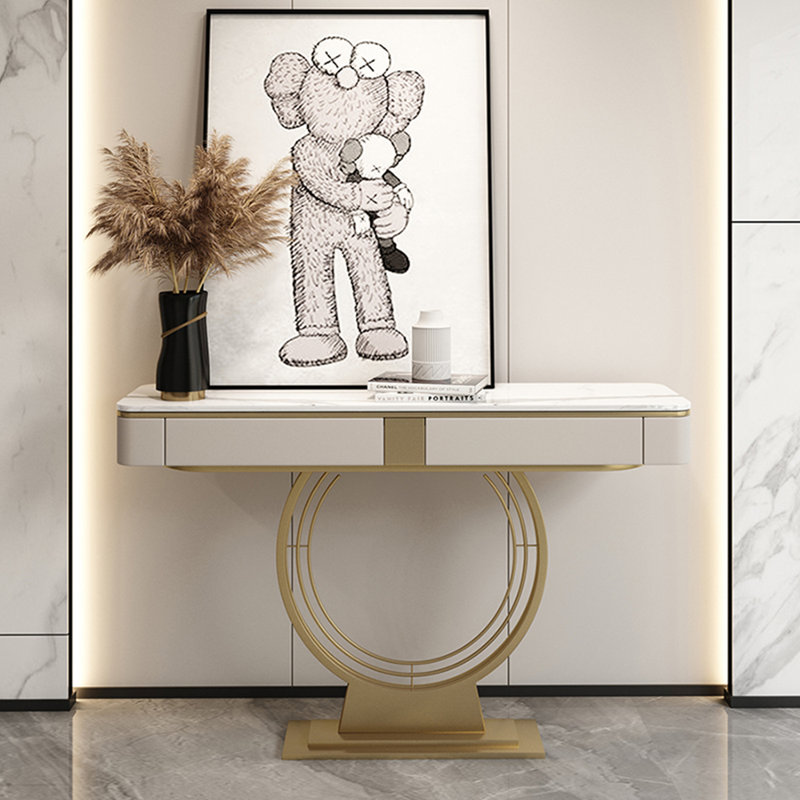 Console haut de gamme moderne et luxueuse, H 33,4 po x l 70,8 po x P 13,7 po, Doré