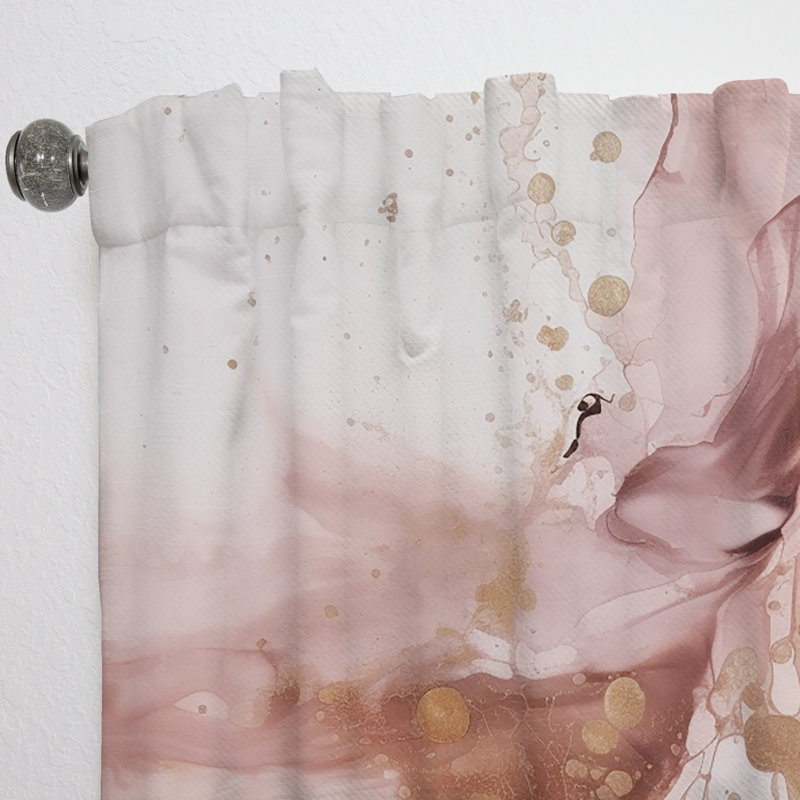 Pink Gold Marble Texture I - Modern Velvet Curtain - Room Darkening - 1 panel, 52" W x 84" L