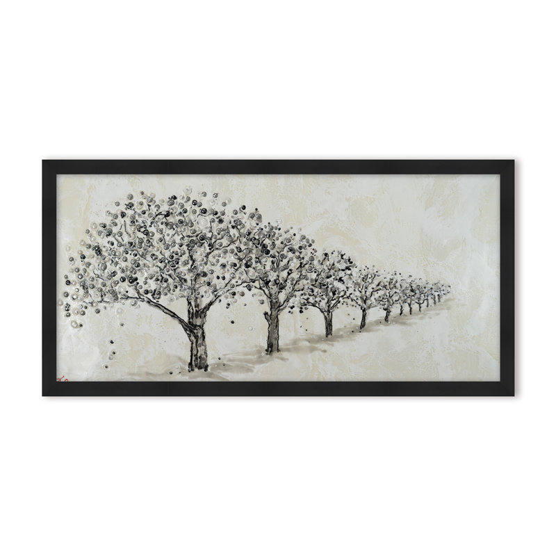 Nature Inspired "Echoes of the Forest" Canvas Wall Art By Karen Biery, 12" H x 24" W, Framed Matted Print, Beige