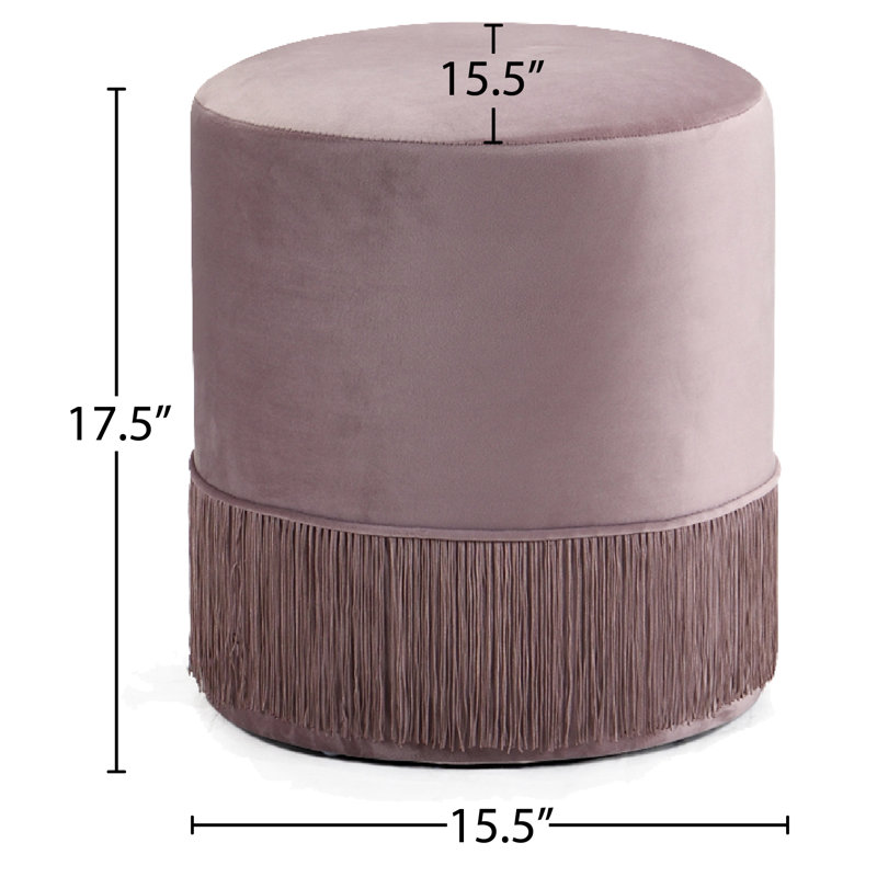 Repose-pieds standard en velours Cidnie, Velours rose