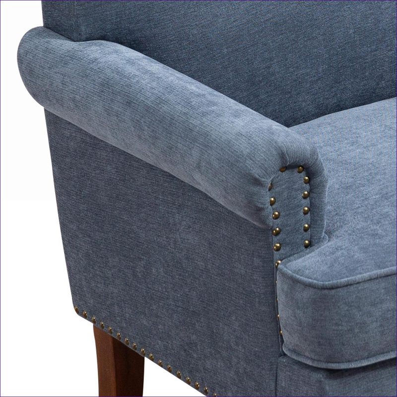 Fauteuil Dean confortable avec pieds en bois robustes pour diverses pièces, Gris