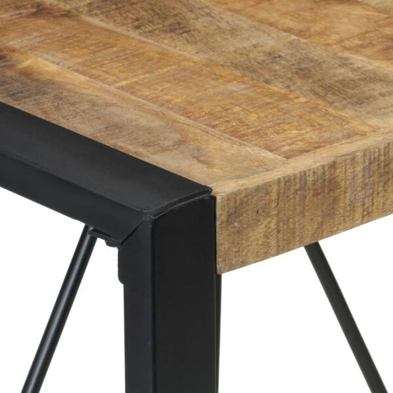 17 Stories Dining Table Mango Wood, Brown, 29.5" H x 31.5" L x 31.5" W, Black