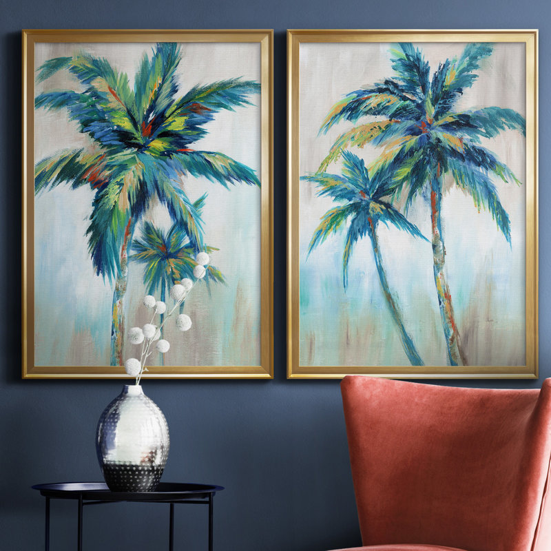 Nan - ensemble de 2 reproductions d'art, H 18,5 po x l 49 po x P 1,5 po, Toile encadrée dorée, Pas de tapis