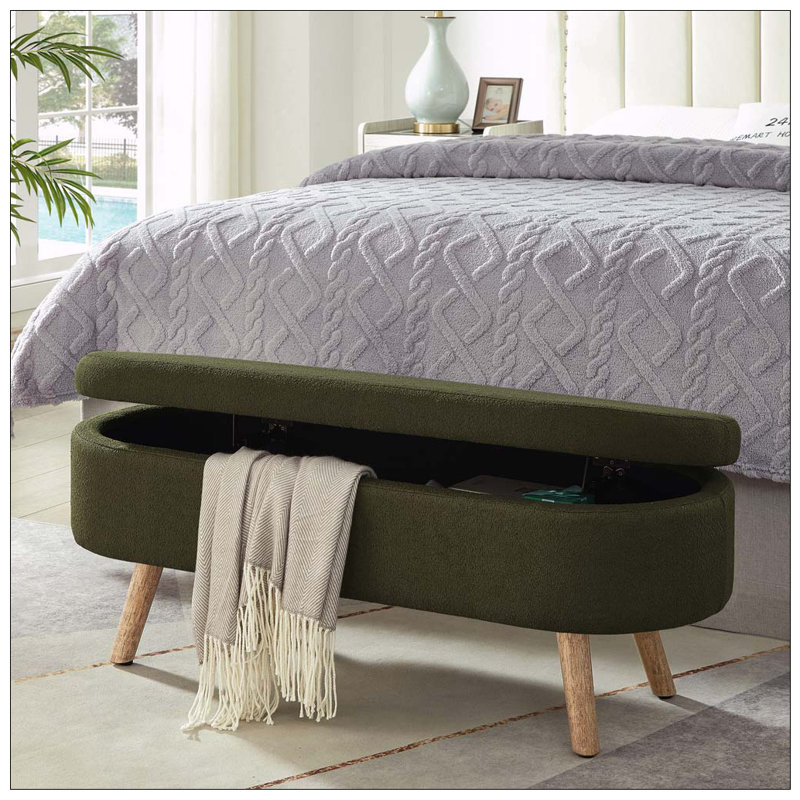 Banc de rangement avec repose-pieds ovale, Vert foncé