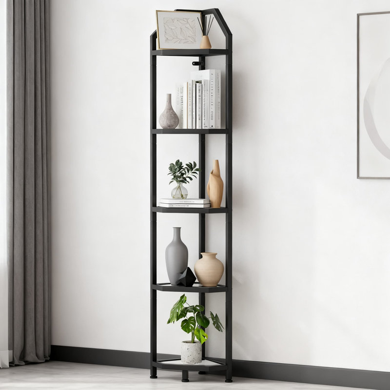 5-Tier Corner Bookshelf For Home & Office, 70-Inch Tall Heavy-Duty Storage Shelf With Adjustable Shelves, Space-Saving Plant Stand For Living Room And Small Spaces